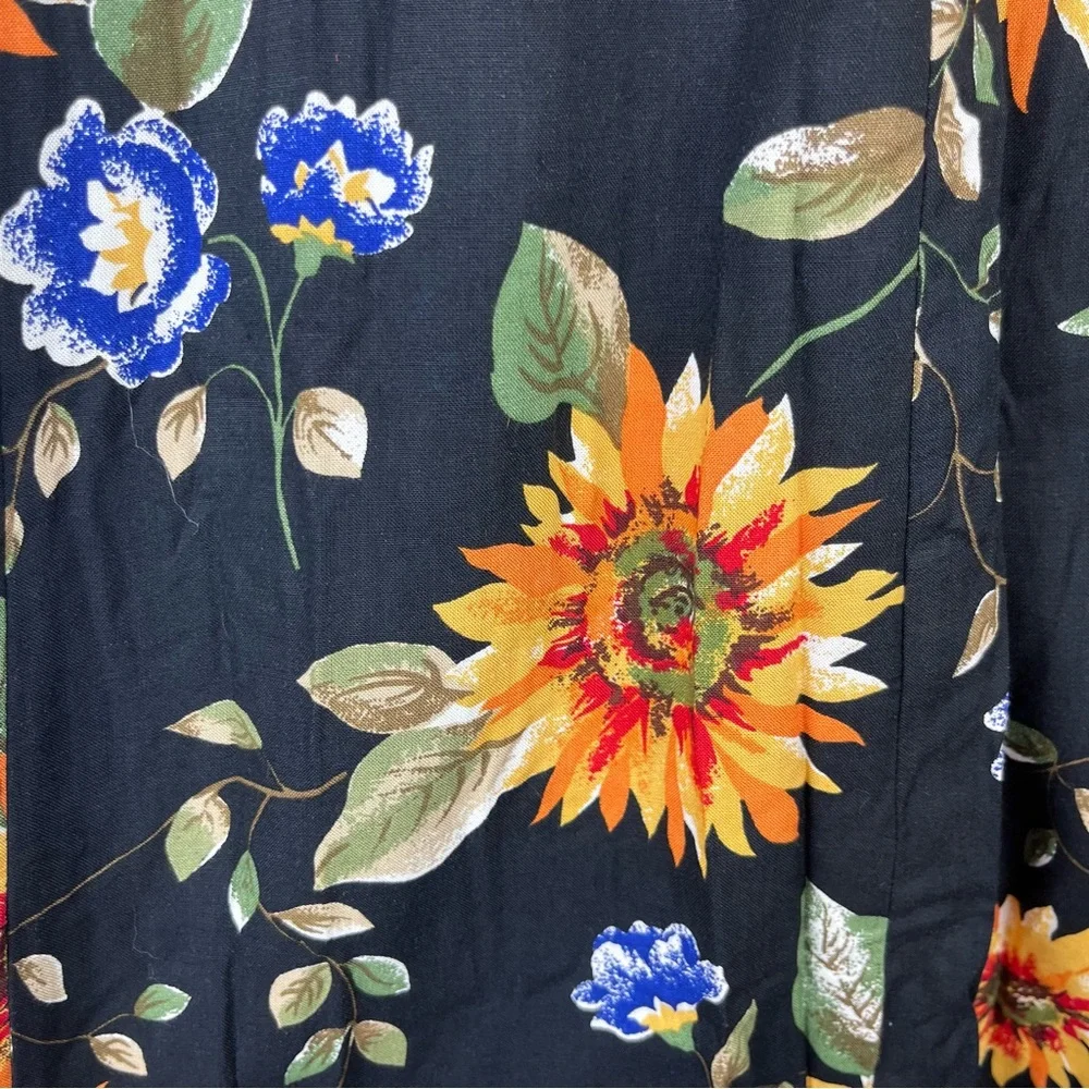 Vintage 90s Maxi Skirt Medium Sunflower Fairy Grunge Cottagecore Button Front - Picture 6 of 9